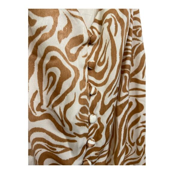 Song of Style Jude Zebra Print Halter Midi Dress Open Back Slit Tan Ivory Size S - Picture 9 of 12